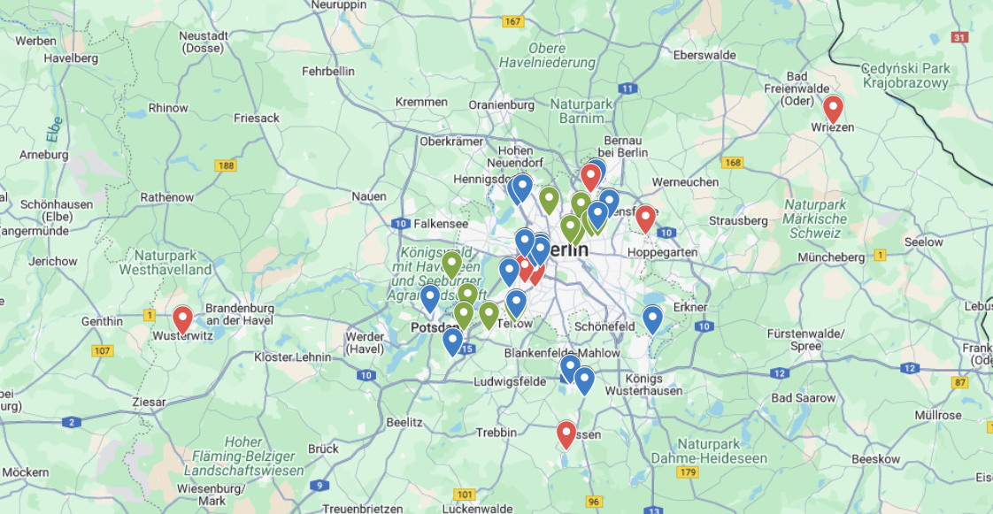 Karte der teilnehmenden Schulen an den Landesfinalen 2024-2025