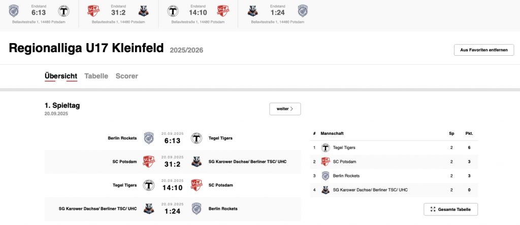 Neuer Terminservice von Floorball Berlin-Brandenburg - alle Spieltage in einem Kalender