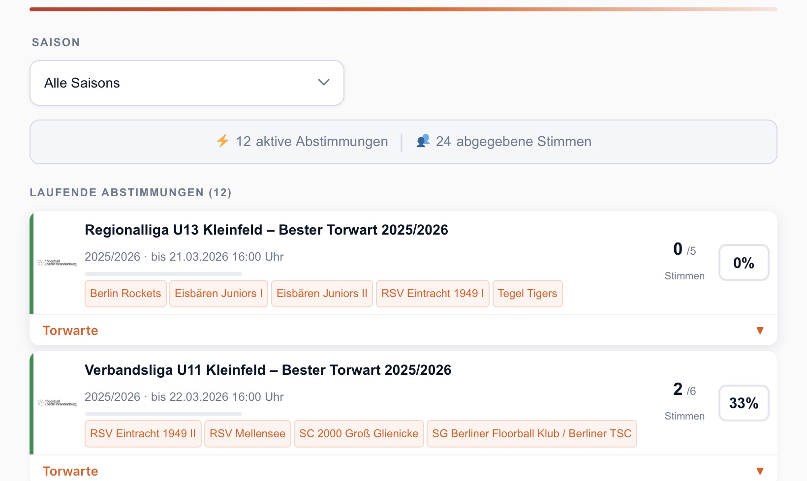 Best Goalies: eine neues Voting-Tool zur Saison 2025/26
