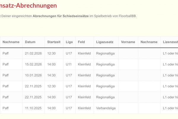 Übersicht über Schiedseinsatz-Abrechnungen im Benutzerkonto