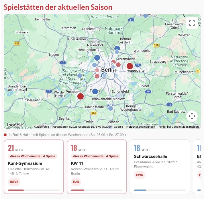 Alle Spielstätten der Saison auf einen Blick: die neue Hallenkarte