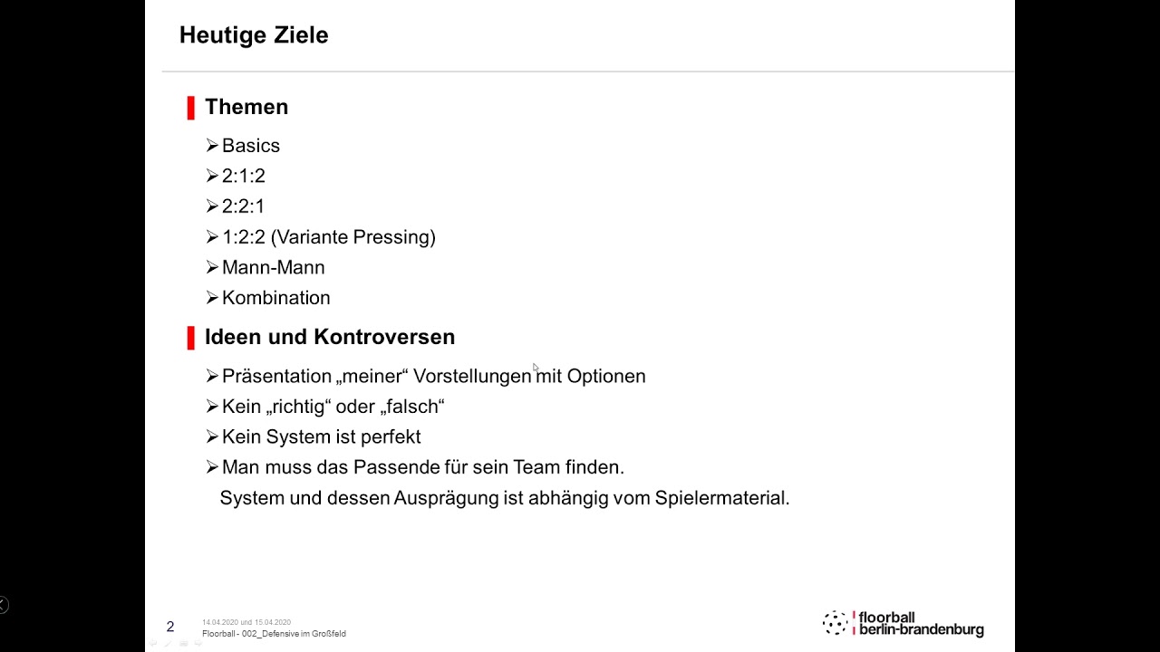 Kurs 002 Defensive im Großfeld - 1. Einleitung