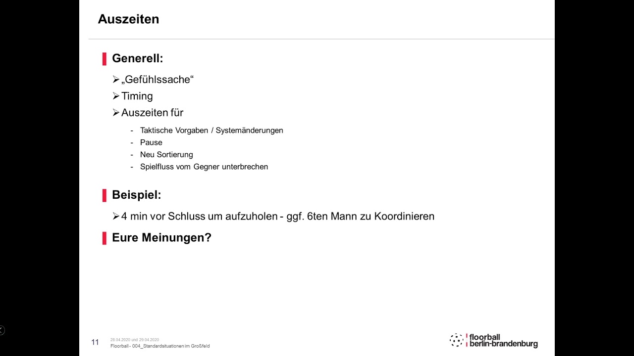 Kurs 004 Standardsituationen - 8. Auszeit