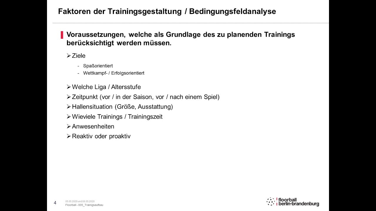 Kurs 005 Trainingsaufbau - 2. Faktoren Trainingsgestaltung
