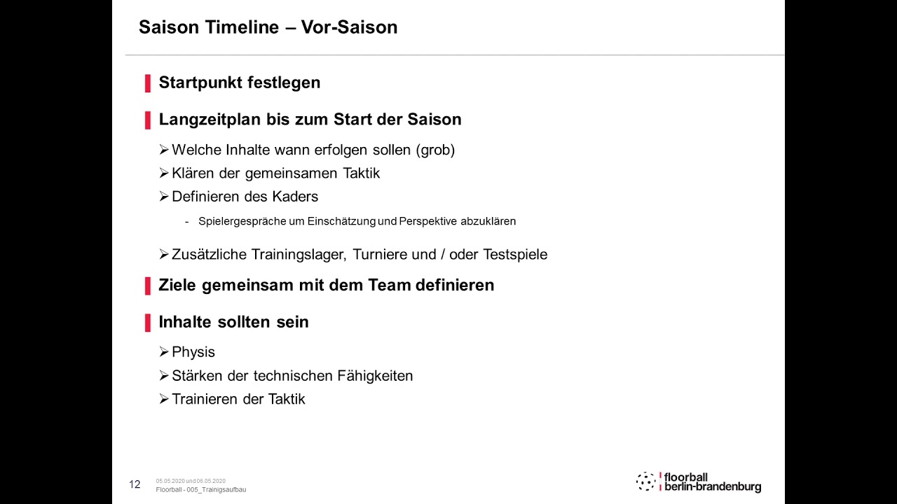 Kurs 005 Trainingsaufbau - 4. Vor-Saison