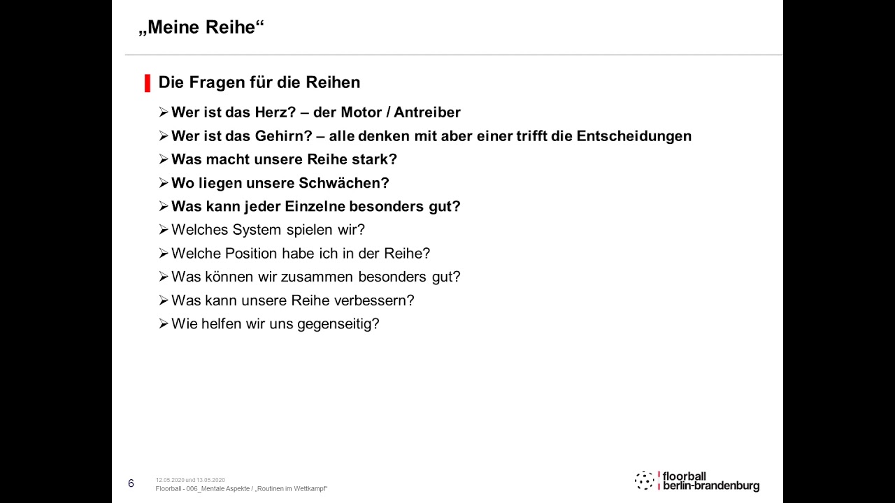 Kurs 006 Mentale Aspekte - 3. Meine Reihe