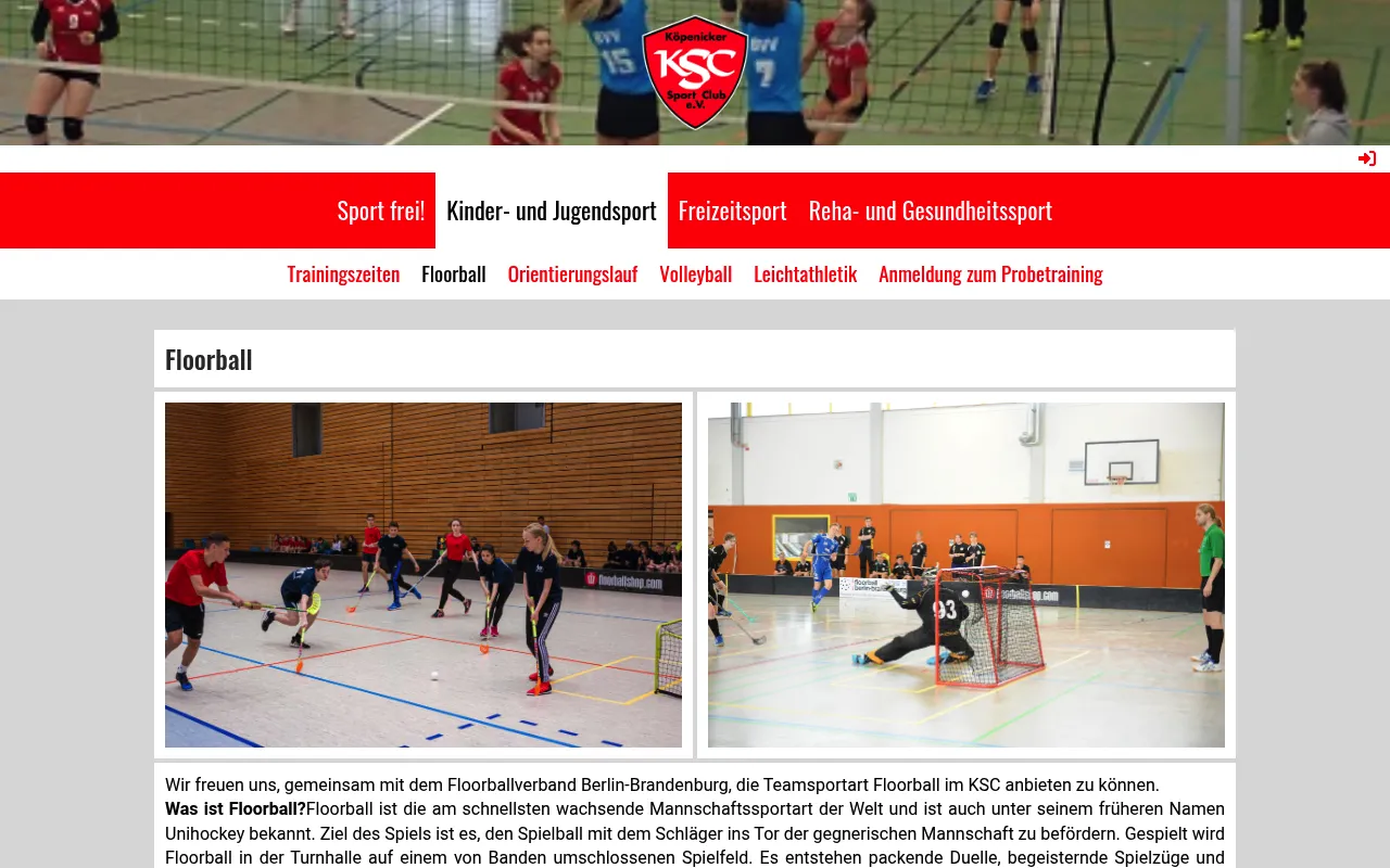 Startseite der Website von Köpenicker SC e.V. (Screenshot vom 22.10.2026)