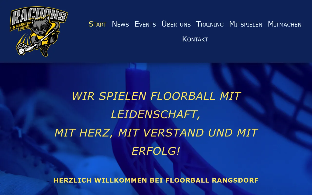 Startseite der Website von TSV Rangsdorf 2004 e. V. (Screenshot vom 22.10.2026)